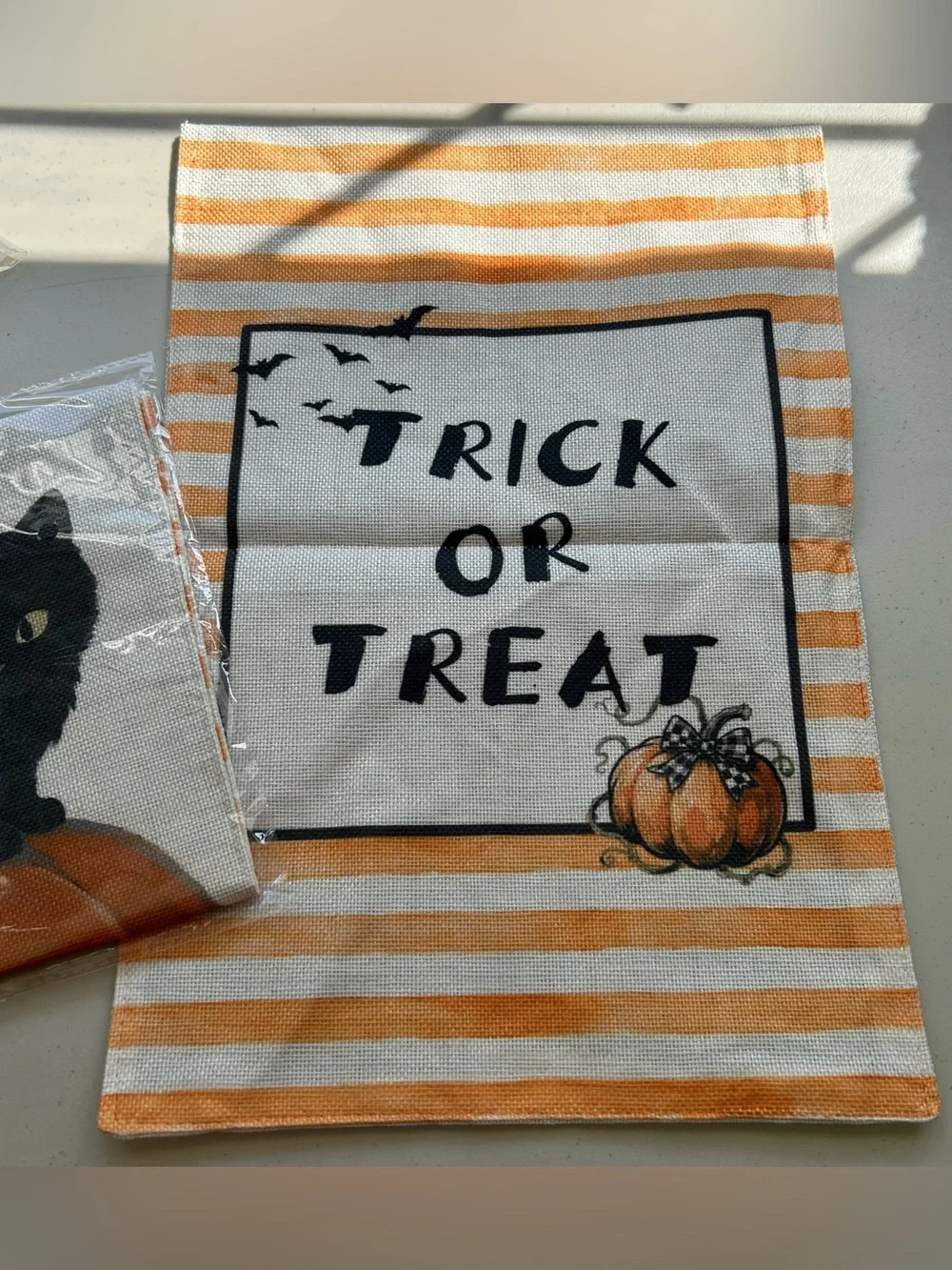 Halloween Burlap Garden Flag Holiday Decorations 2 Pack Two Sided
